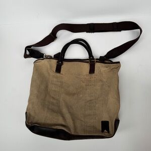 Navali Canvas & Leather Side Bag / Tote — Brown Leather Trim